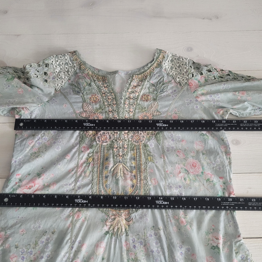 (Flawed) Vintage Dress Embroidered Crochet Lace Floral Eyelet Shabby Chic. - Picture 8 of 11
